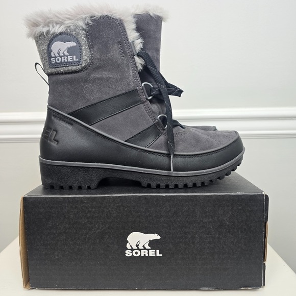 NEW‎ Sorel Womens Suede Waterproof Faux Fur Tivoli II Winter Boots Size 9.5 Gray - Picture 1 of 11